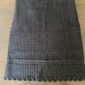 Etcetera, Carlisle, Per Se, Black Knit Skirt Medium, Loose Weave Crochet Hem